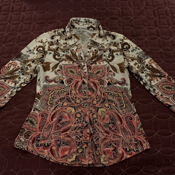 JM Collection Women's blouse Gold/brown Size Small - Picture 5 of 7